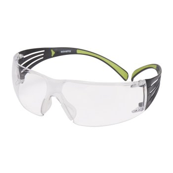 3M Schutzbrille SecureFit SF401AS/AF, klar, Rahmen schwarz/grün (1 Stk)