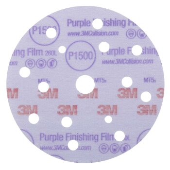 3M 51154 Hookit Purple Schleifscheibe P1500  260L+ 15-Loch Ø150 mm (50 Stk)