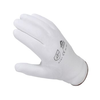 PU beschichtete Nylon-Handschuhe weiß, Gr. 7-10 (1 Paar)